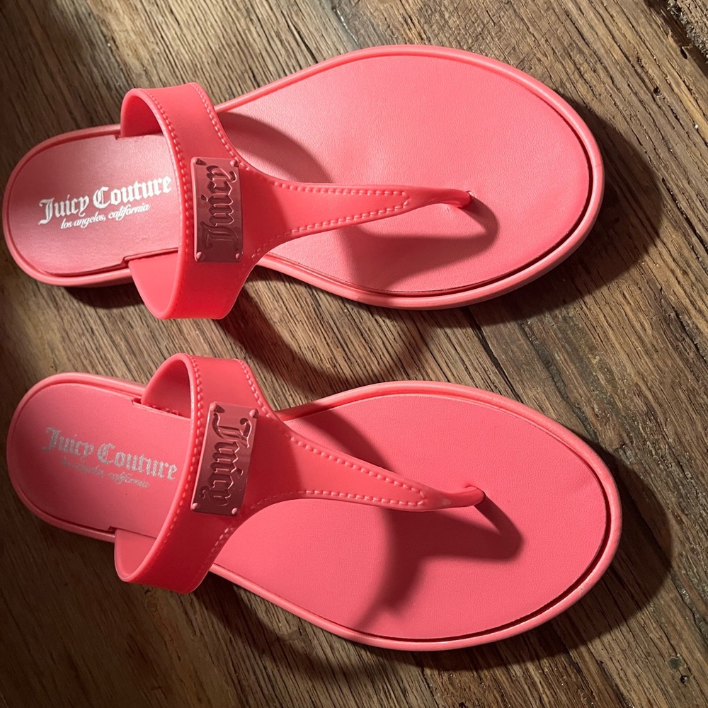 Excellent Condition Juicy Couture Pink Logo Thong Sandals